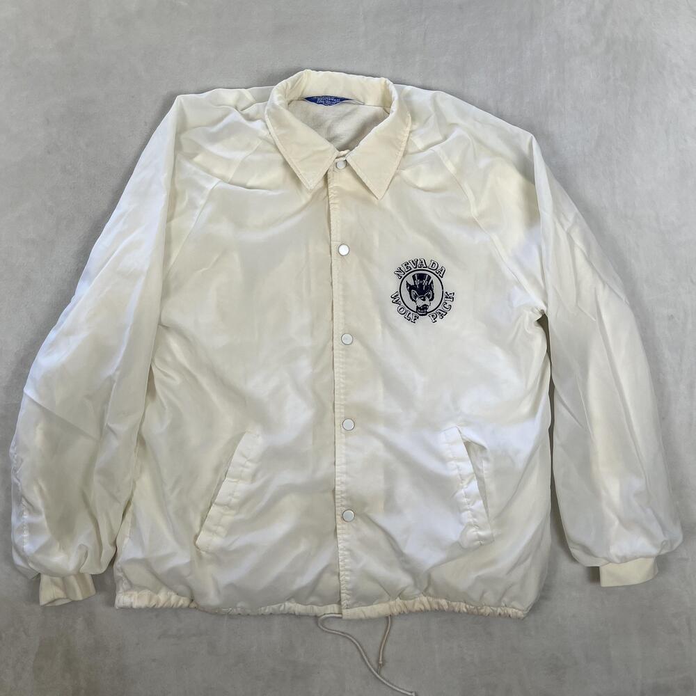 Vintage Nevada Wolf Pack Jacket Mens Large White NCAA College Rainbow Sportswear